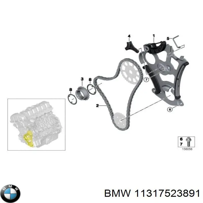 Шестерня натягувача ланцюга ГРМ на BMW 5 (E61)