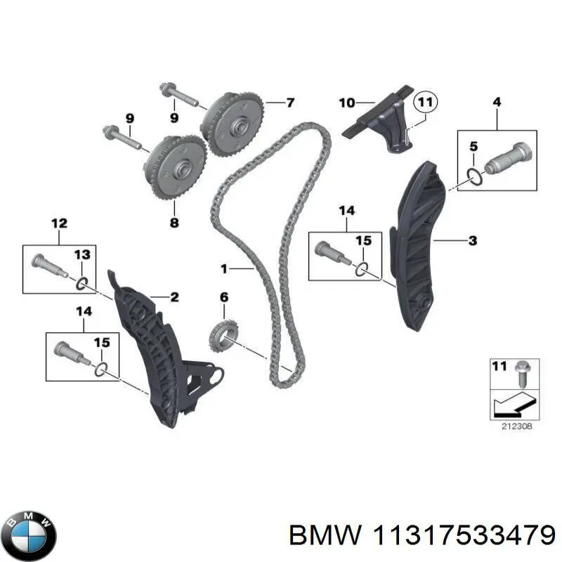Заспокоювач ланцюга ГРМ, правий 11317533479 BMW