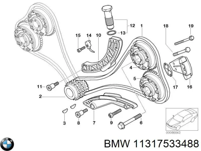 Вісь натягувача привідного ременя BMW 11317533488 ціна, від 21.92 USD