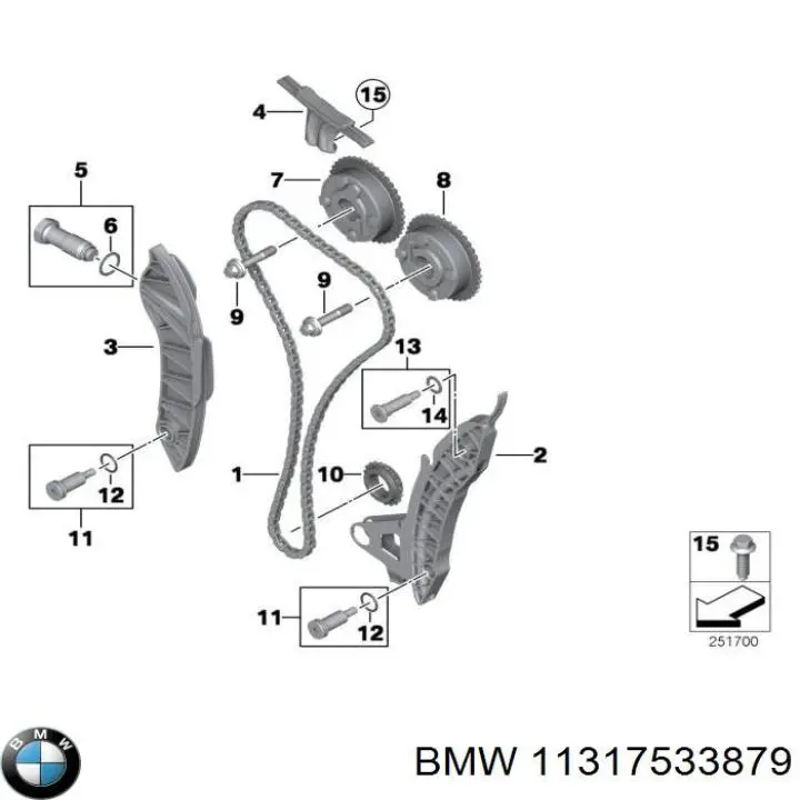 Заспокоювач ланцюга ГРМ, правий BMW 11317533879 ціна, від 10.26 USD
