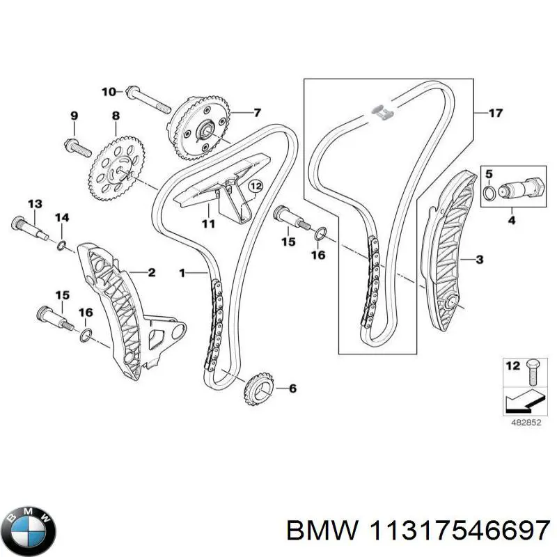 Заспокоювач ланцюга ГРМ, верхній BMW 11317546697