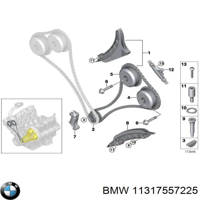 Ланцюг ГРМ, правий на BMW X5 (E70)