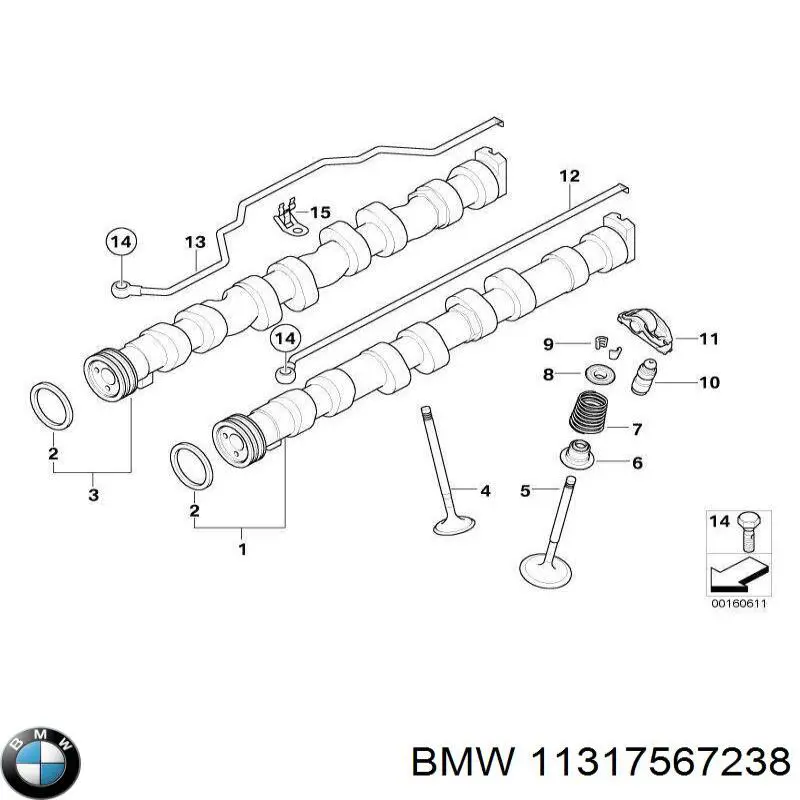 Розподільний вал двигуна впускний 11317567238 BMW