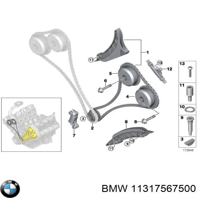 Ланцюг ГРМ, права BMW 11317567500 ціна, від 173.96 USD