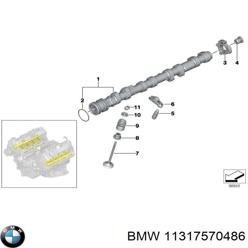 Розподільний вал двигуна впускний 11317570486 BMW