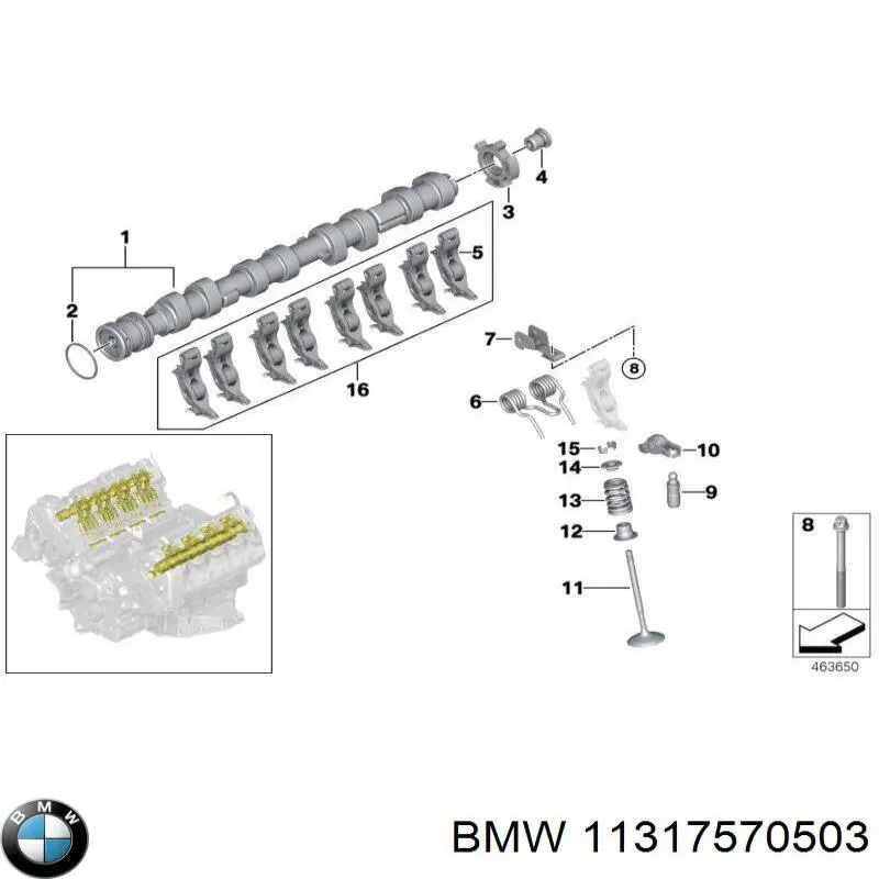 11317570503 BMW розподільний вал двигуна випускний
