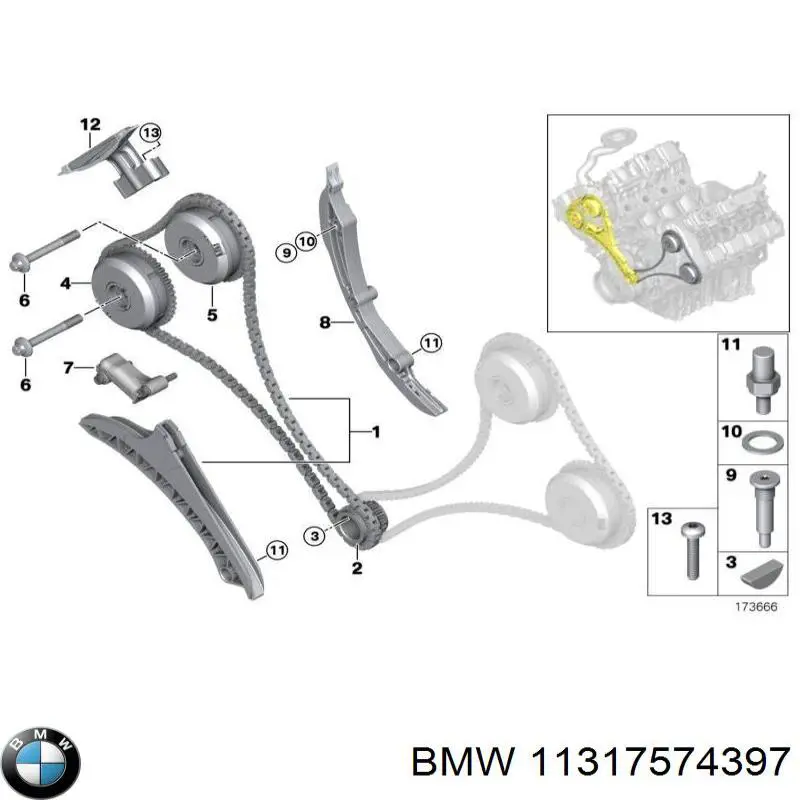 Планка успокоителя ланцюга ГРМ на BMW X6 (E72)