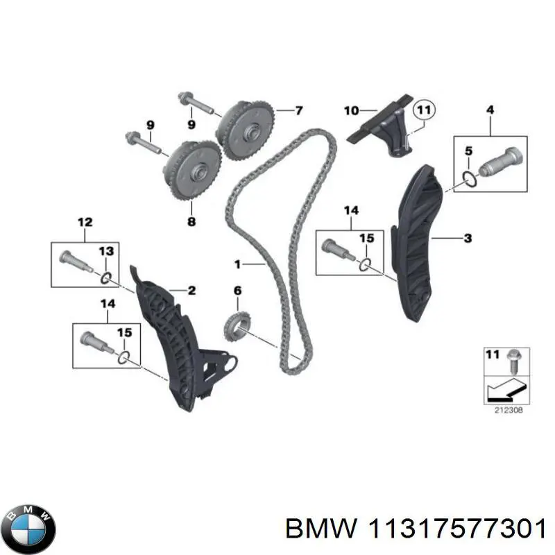 11317577301 BMW заспокоювач ланцюга грм, лівий