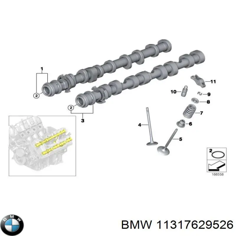 Розподільний вал двигуна випускний лівий BMW 11317629526 ціна, від 45.99 USD