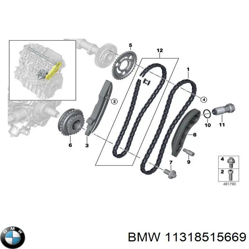 Купити 11318515669 BMW Ланцюг ГРМ, верхня