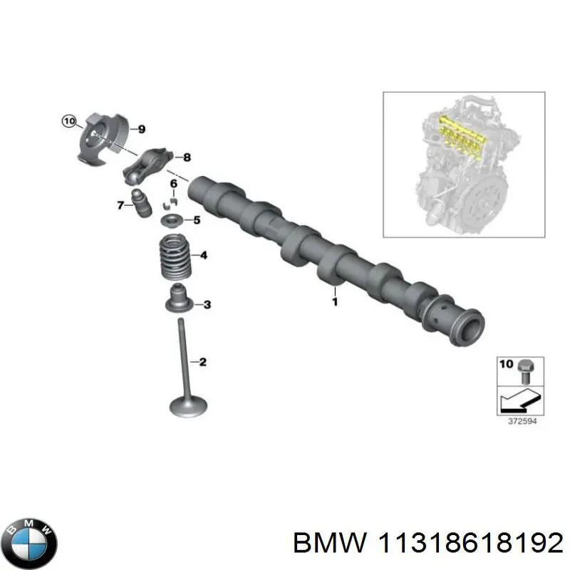11318618192 BMW Розподільчий вал впускний