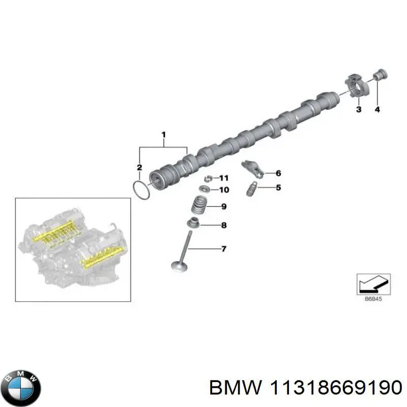 Розподільний вал двигуна випускний BMW 11318669190 ціна, від 689.08 USD