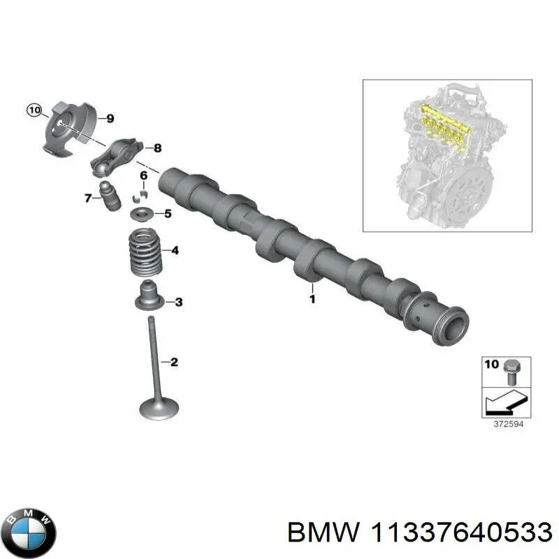 Коромисло клапана (рокер), впускний BMW 11337640533 ціна, від 18.99 USD