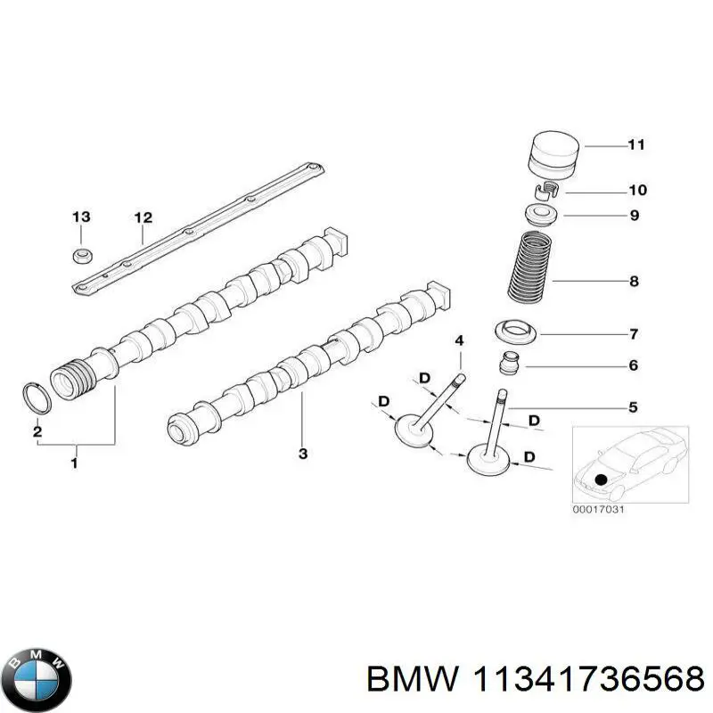 Купити 11341736568 BMW Клапан випускний