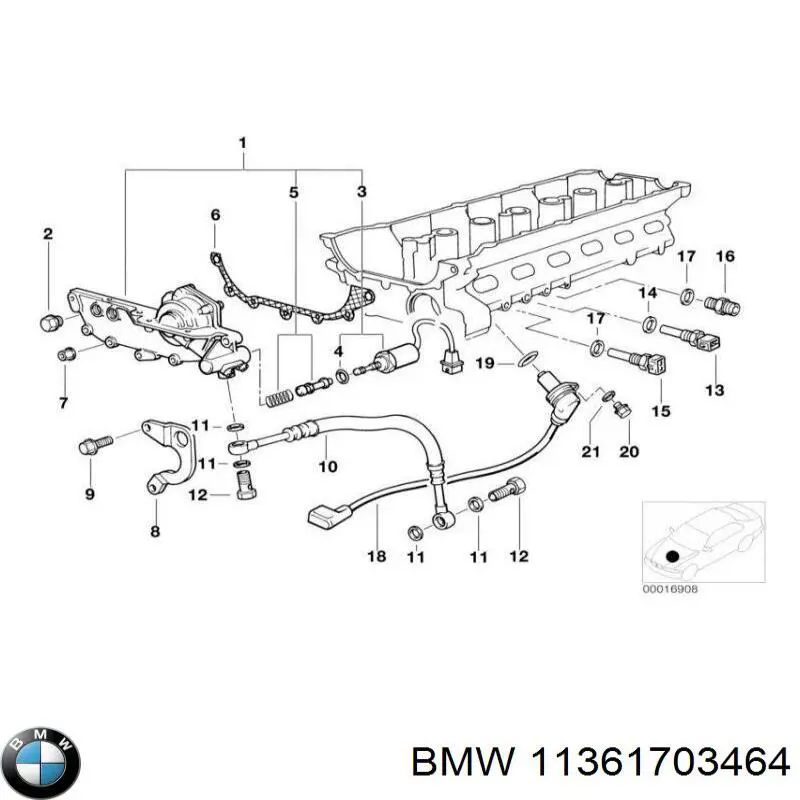 Купити 11361703464 BMW Трубка/шланг масляного радіатора, від фільтра до блока