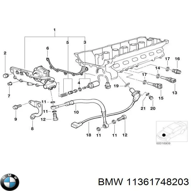 Трубка/шланг масляного радіатора, від фільтра до блока 11361748203 BMW