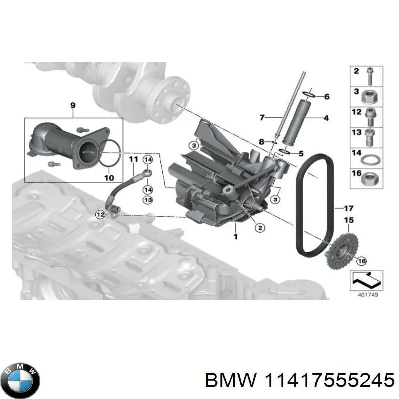 Гайка кріплення приймальної труби глушника (штанів) 11417555245 BMW