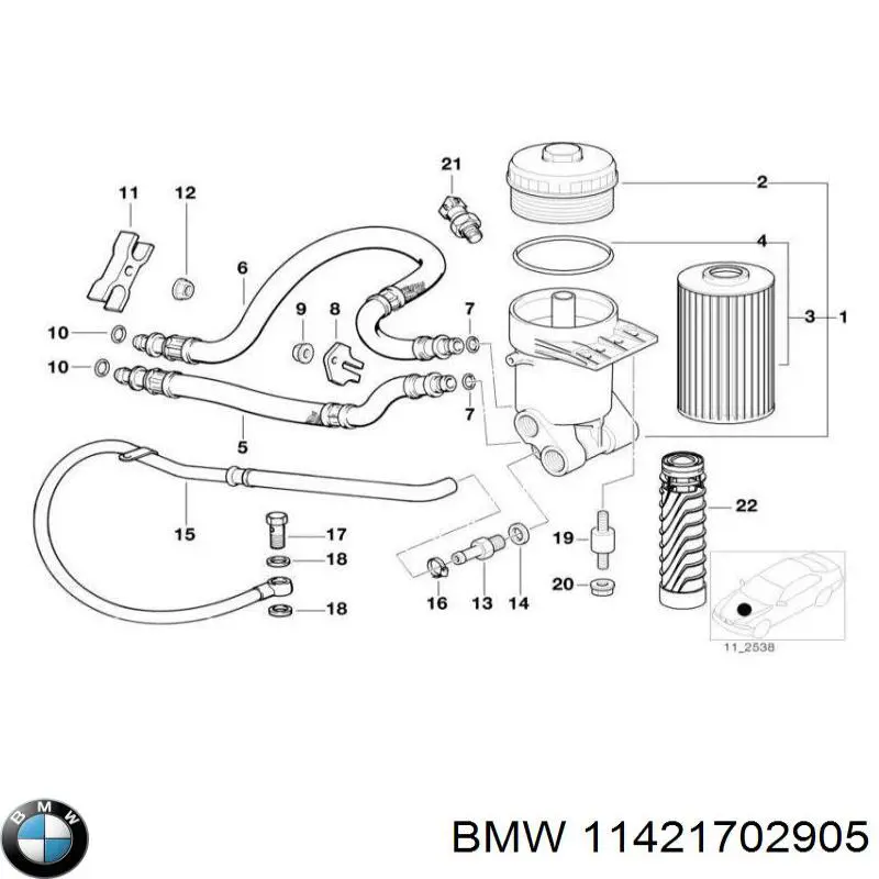 11421702905 BMW прокладка (кільце шланга охолодження турбіни, відведення)