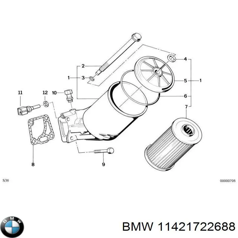 Прокладка адаптера маслянного фільтра 11421722688 BMW