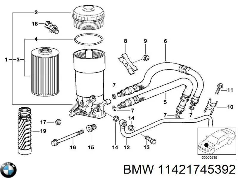 Масляний фільтр двигуна BMW 11421745392 ціна, від 5.24 USD