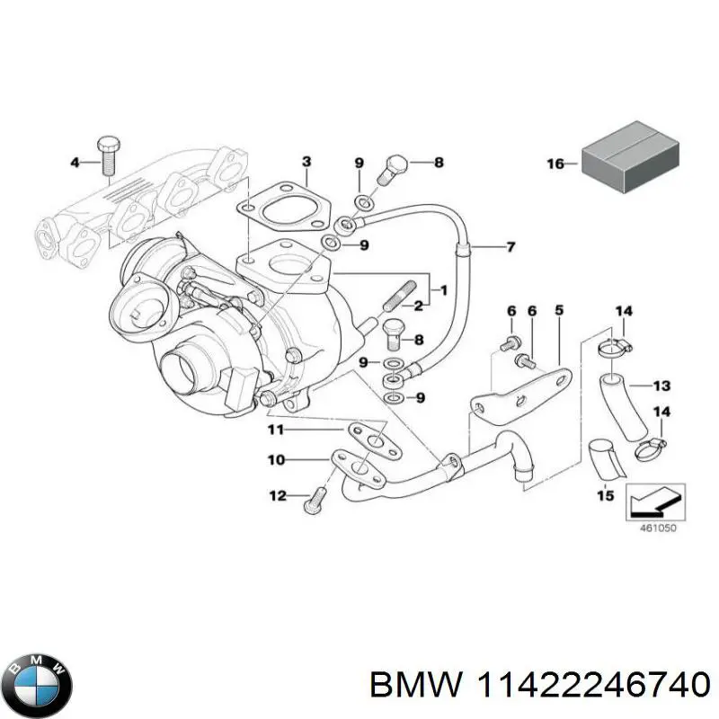 11422246740 BMW шланг/патрубок рідинного охолодження турбіни, обратка
