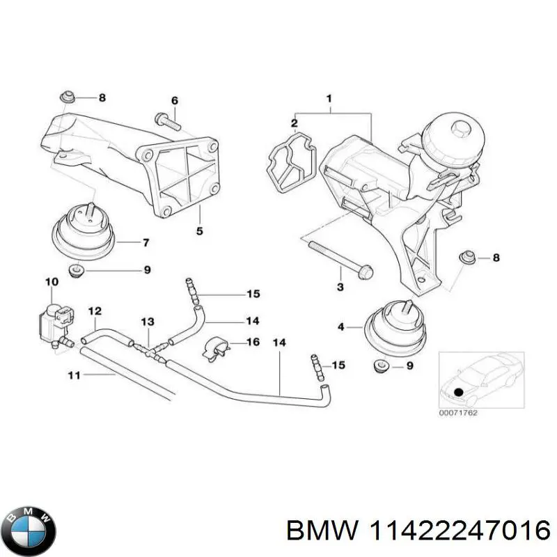 11422247016 BMW прокладка адаптера маслянного фільтра
