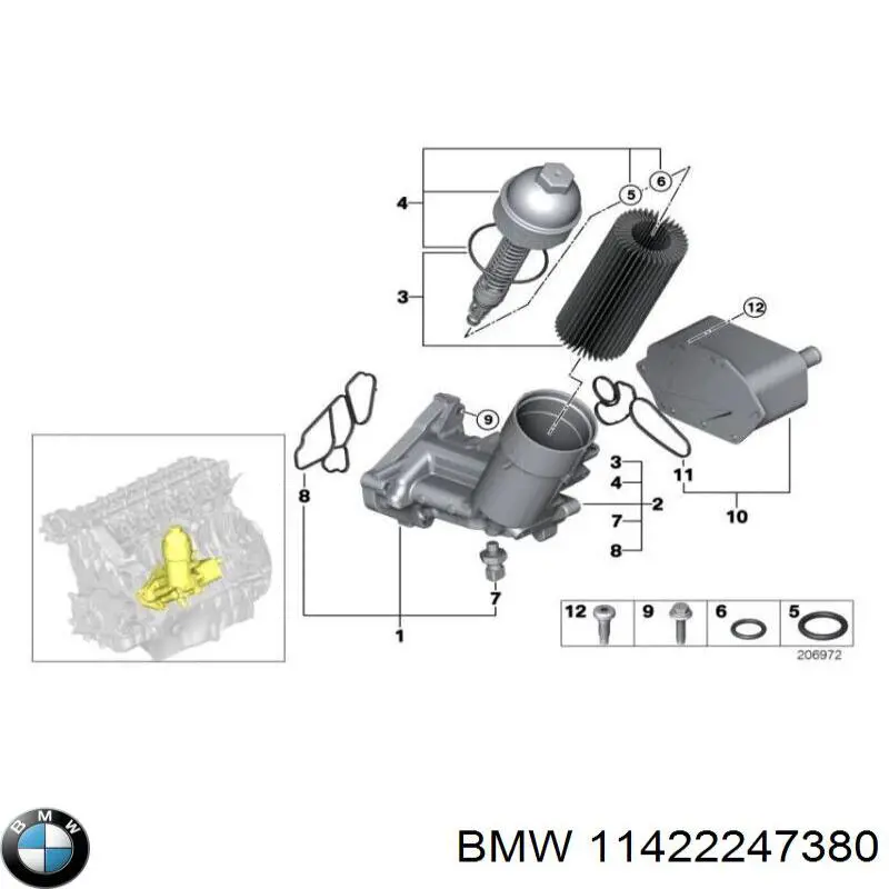 Прокладка радіатора масляного BMW 11422247380 ціна, від 8.87 USD