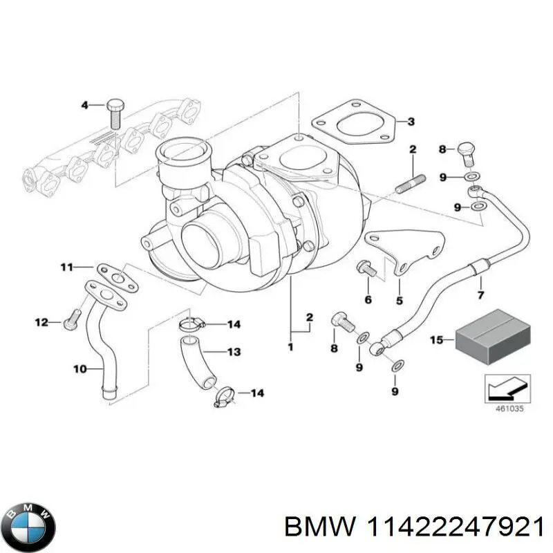 11422247921 BMW Трубка/шланг відводу масла від турбіни