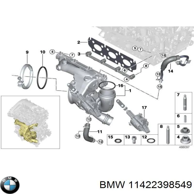 Трубка/шланг подачі масла до турбіни BMW 11422398549 ціна, від 34.17 USD