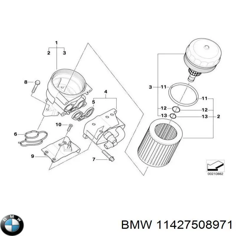 Прокладка адаптера маслянного фільтра BMW 11427508971 ціна, від 9.52 USD