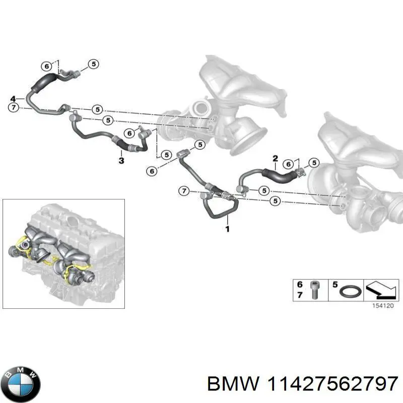 11427562797 BMW Трубка/шланг подачі масла до турбіни