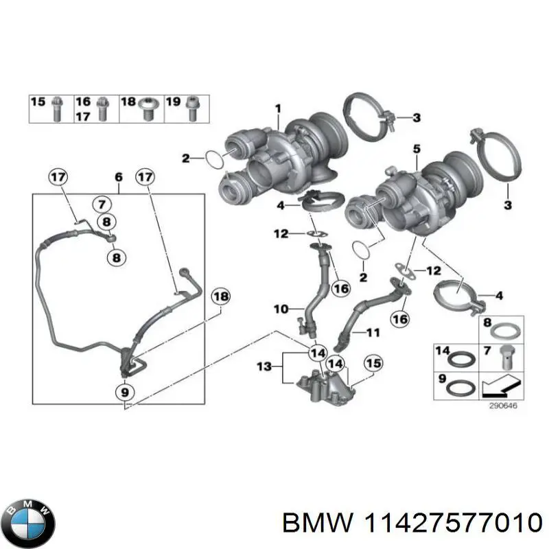 7577010 BMW Трубка/шланг відводу масла від турбіни