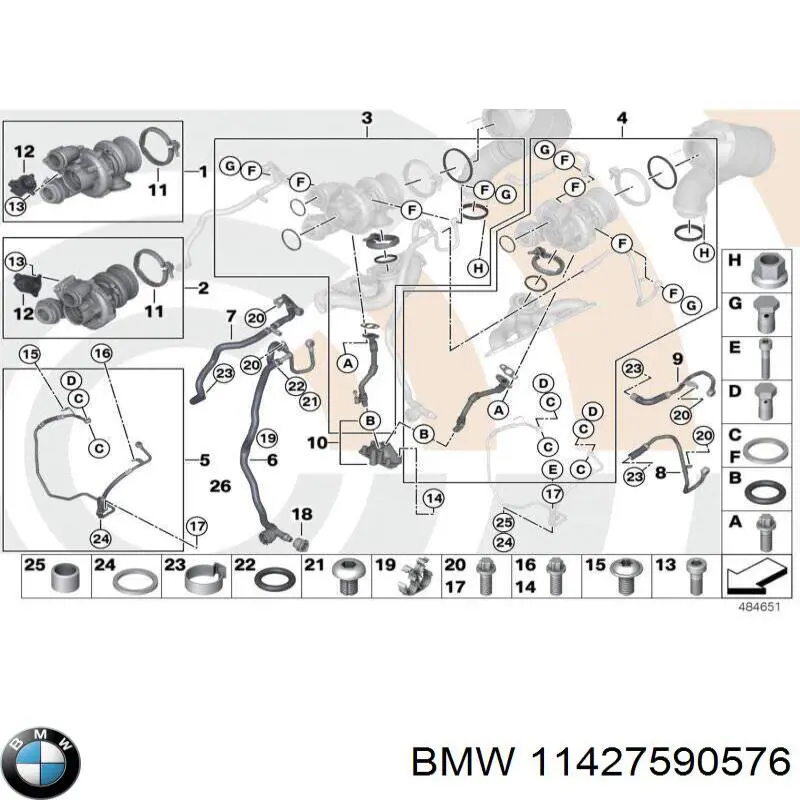 11427590576 BMW Прокладка шланга подачі масла до турбіни