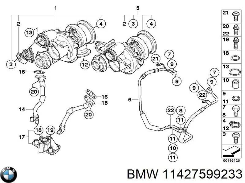 11427599233 BMW трубка/шланг масляного радіатора, від фільтра до блока