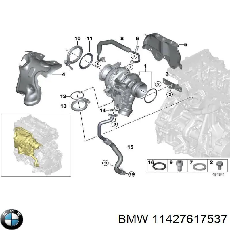 11427617537 BMW Трубка/шланг відводу масла від турбіни
