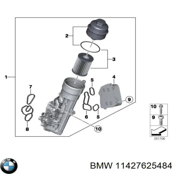 11427625484 BMW прокладка адаптера маслянного фільтра
