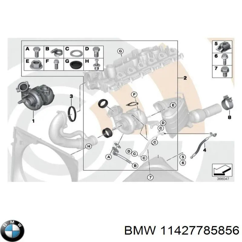 Трубка/шланг відводу масла від турбіни BMW 11427785856 ціна, від 24.86 USD