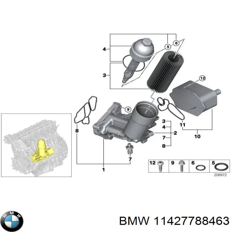 Прокладка радіатора масляного BMW 11427788463 ціна, від 8.91 USD