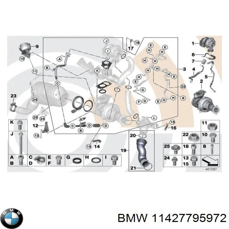 Трубка/шланг подачі масла до турбіни на BMW X5 (E70)