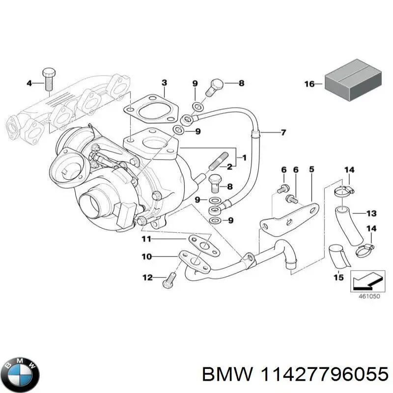 11422244061 BMW шланг/патрубок рідинного охолодження турбіни, обратка