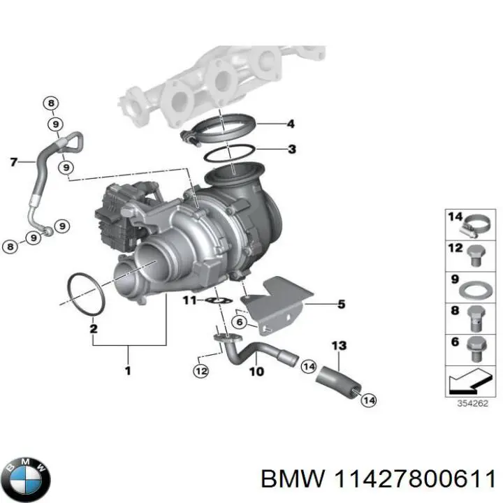Трубка/шланг подачі масла до турбіни BMW 11427800611 ціна, від 38.00 USD