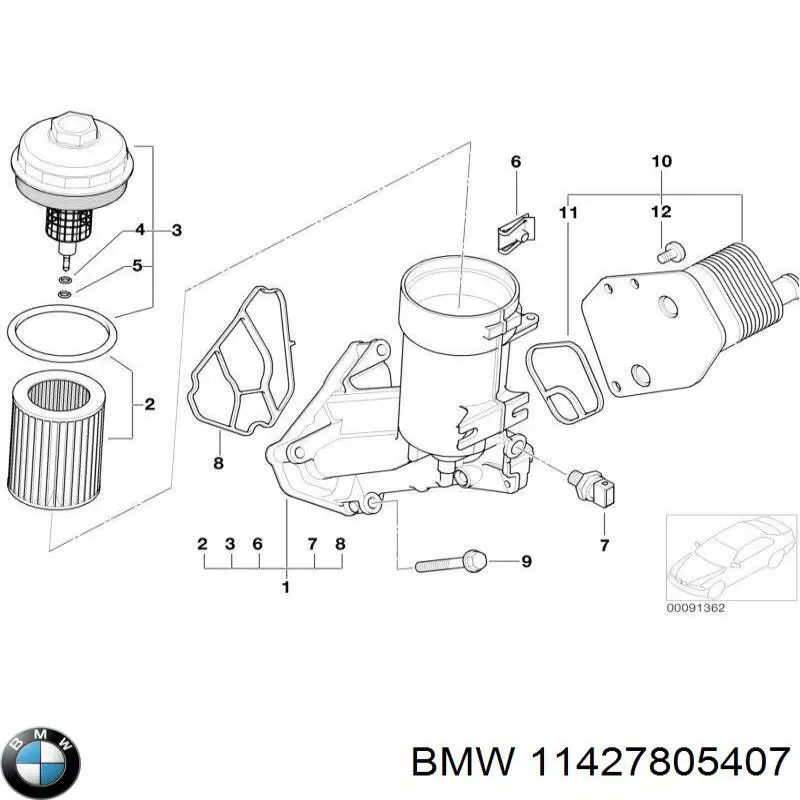 Корпус масляного фільтра BMW 11427805407 ціна, від 9.17 USD