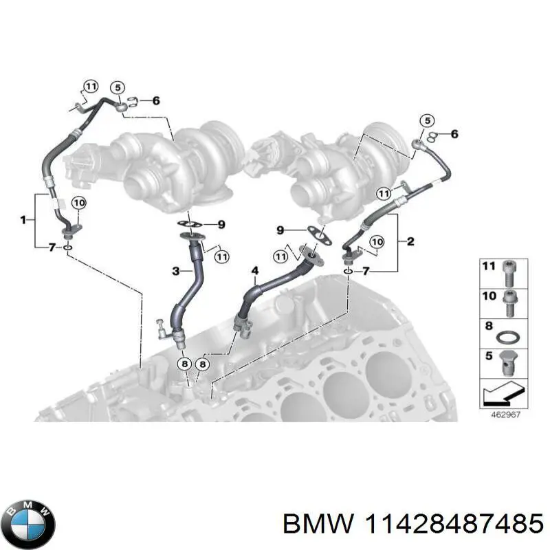 11428487485 BMW Трубка/шланг подачі масла до турбіни