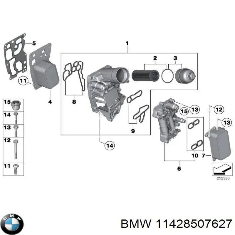 Радіатор масляний (холодильник), під фільтром BMW 11428507627 ціна, від 31.67 USD