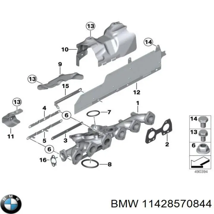 Кільце приймальної труби глушника 11428570844 BMW