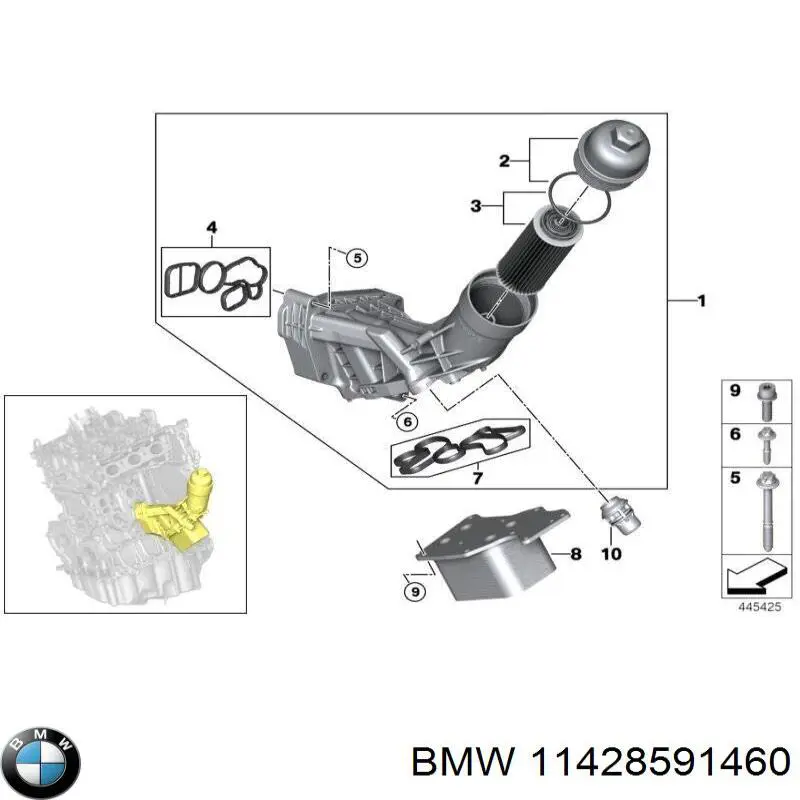 Прокладка адаптера маслянного фільтра 11428591460 BMW