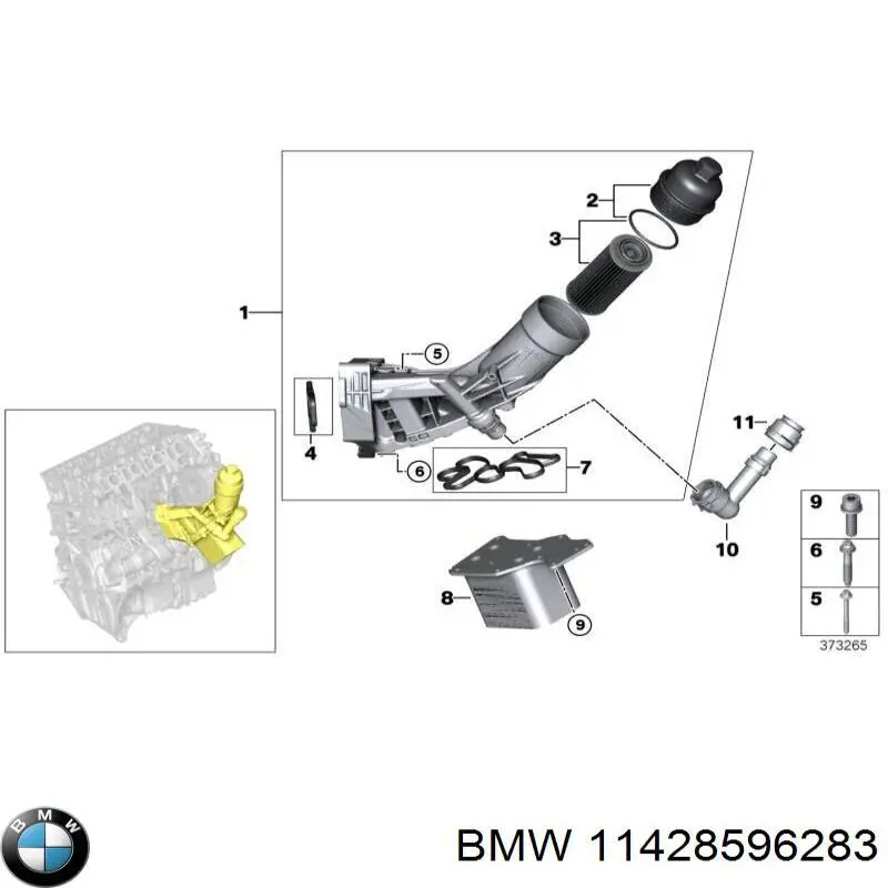 Корпус масляного фільтра BMW 11428596283 ціна, від 101.35 USD