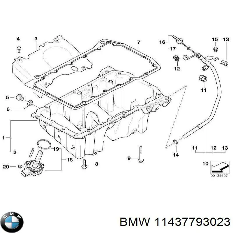 Щуп-індикатор рівня масла в двигуні BMW 11437793023 ціна, від 42.51 USD