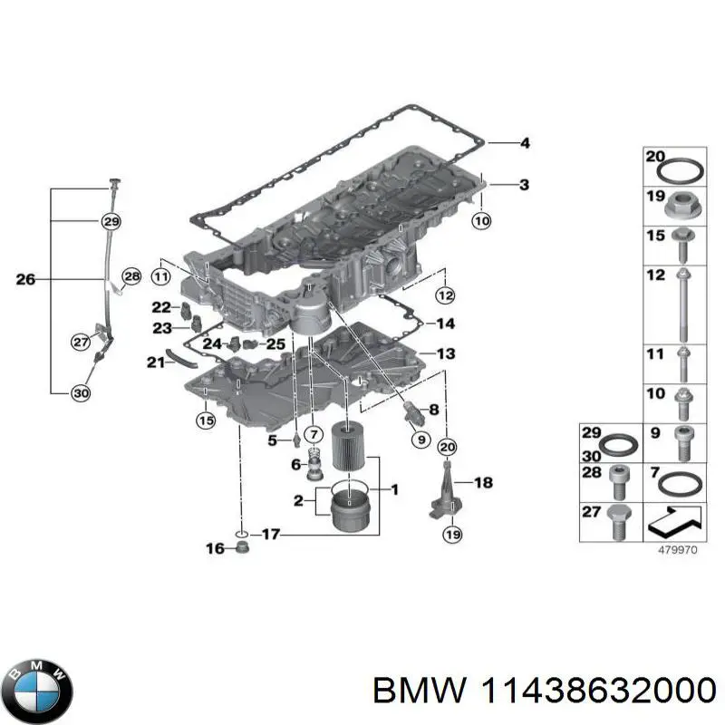 Щуп-індикатор рівня масла в двигуні на BMW 5 (G30, F90)