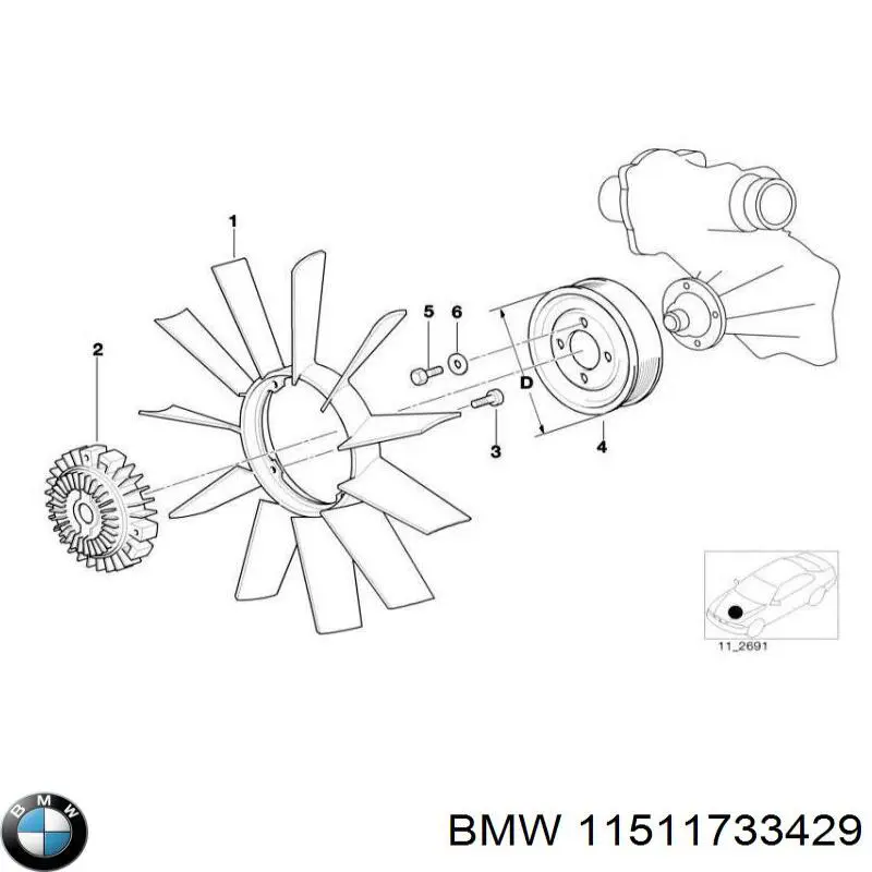 Шків водяної помпи на BMW 7 (E32)